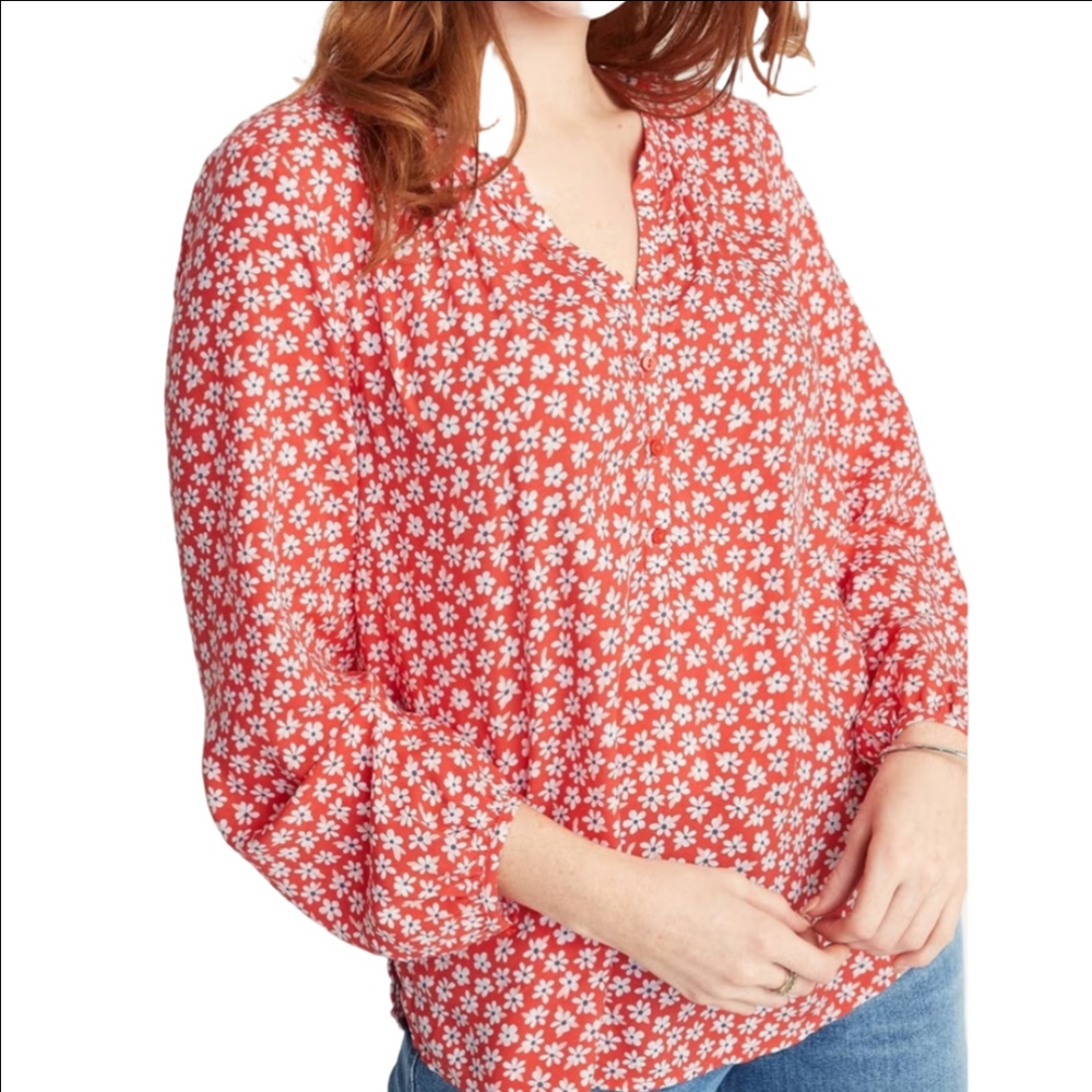 Old Navy White 3/4 Sleeve Relaxed Blouse